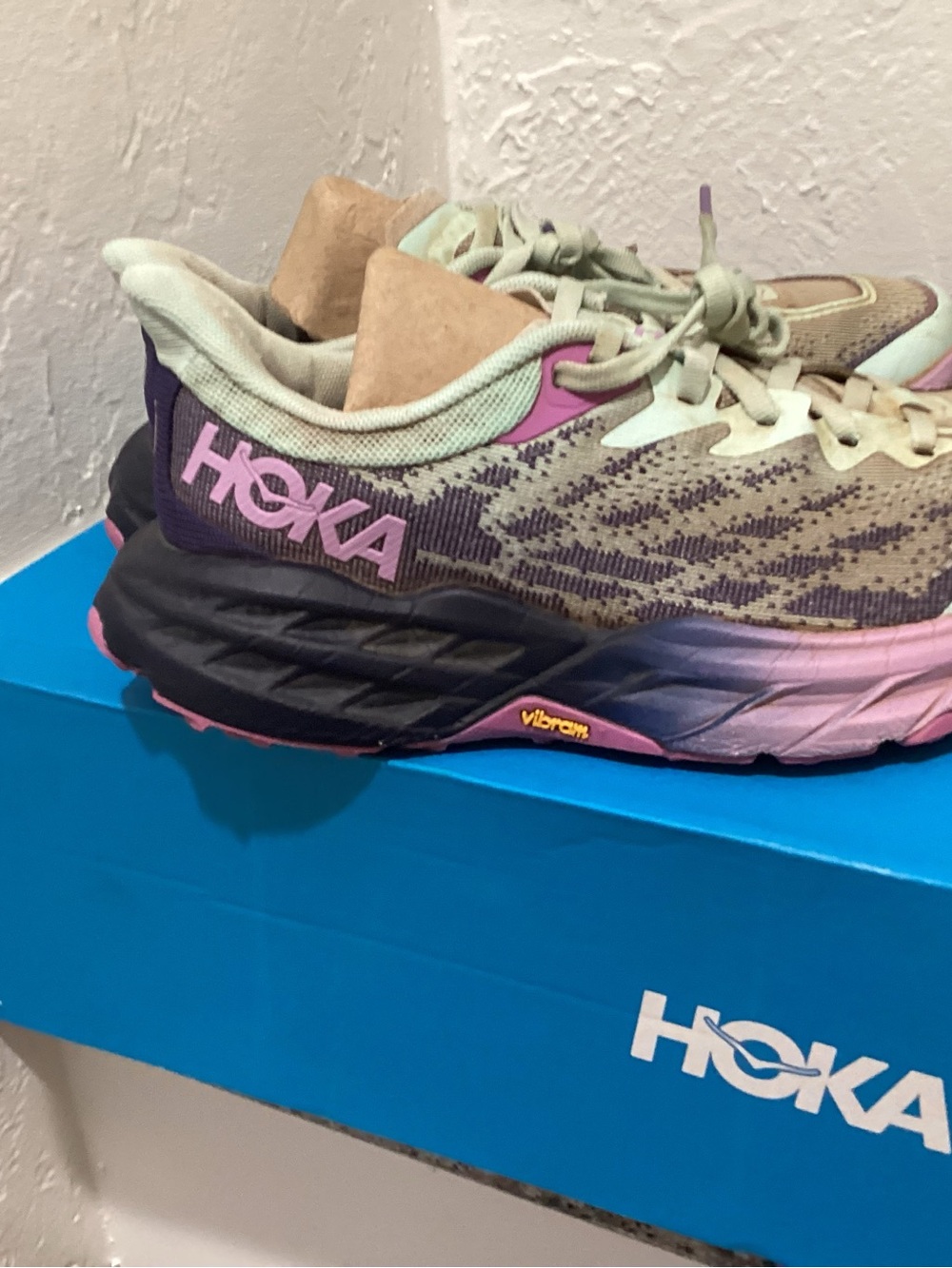 Hoka Women's Athletic Shoes in Beige, Purple and Pink